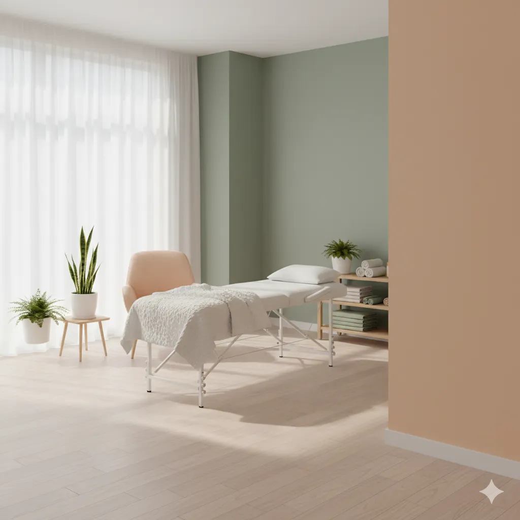 Sala de tratamiento con camilla de fisioterapia